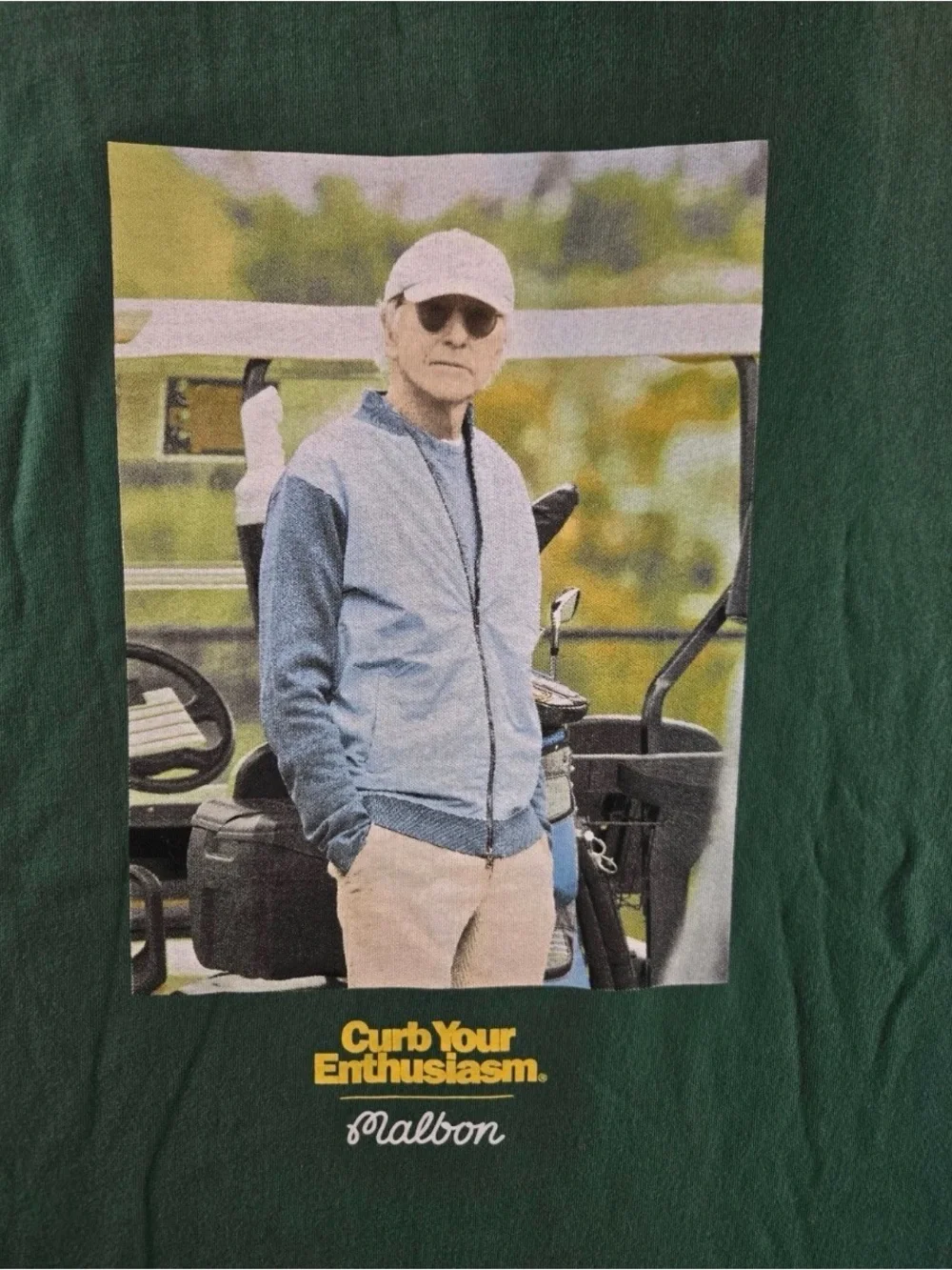 NWT Malbon x Curb Your Enthusiasm T Shirt Mens Medium Green Larry David Golf
